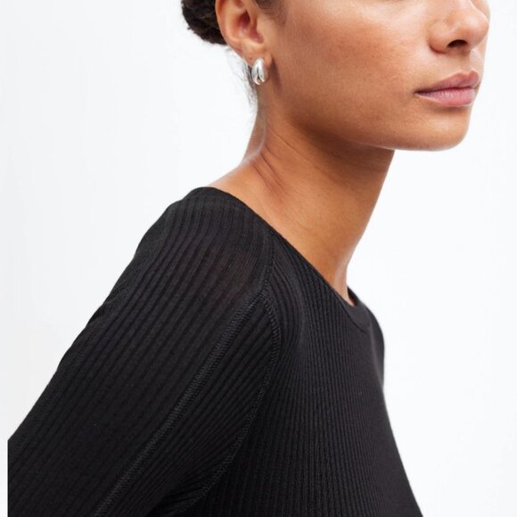 Madewell Ribbed Black Long Sleeve Shirt NWT - Picture 3 of 10